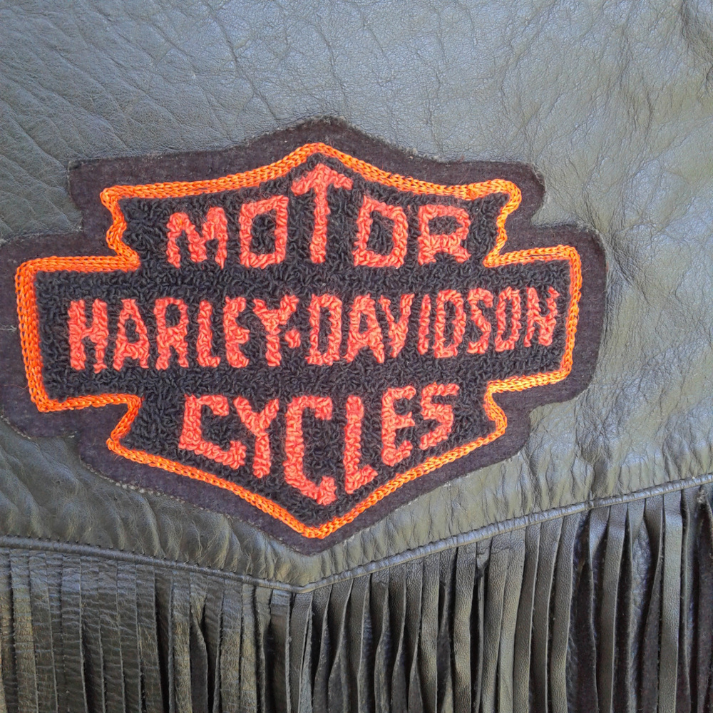 Harley Davidson Motorcycle Vest with Fringe Sz 46 - Picture 3 of 7